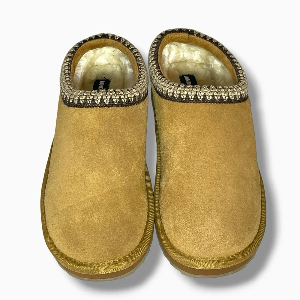 Lands End KIDS Suede Hearth Slippers Chestnut Size US 4M New With out Box